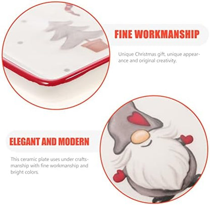 DOITOOL Ceramic Christmas Serving Trays with Christmas Gnome Design