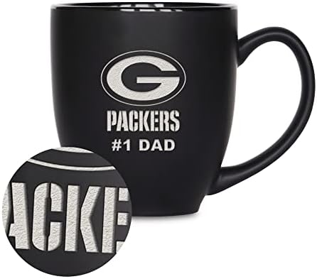 Rico Industries NFL Football #1 Dad 15oz Laser Engraved Matte Black
