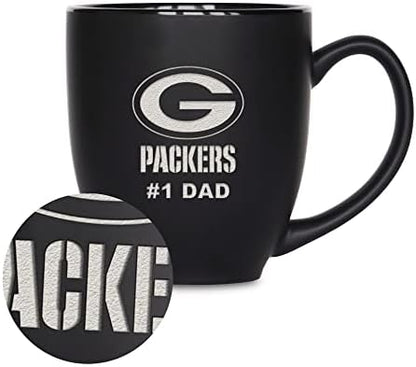 Rico Industries NFL Football #1 Dad 15oz Laser Engraved Matte Black