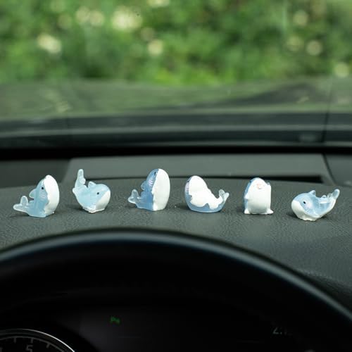 Rislobx 6Pcs Luminous Shark Car Dashboard Decorations, Mini Shark