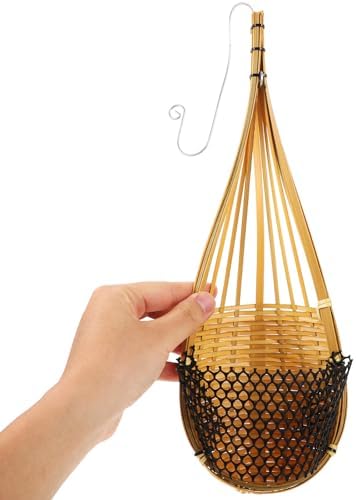 4pcs Woven Orchid Hanging Basket with Metal Hook, Yellow Wall Decor