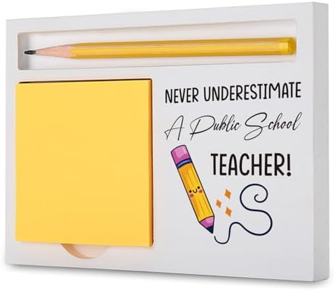 Public School Teacher Gift, Floral Wooden Sticky Note Holder.