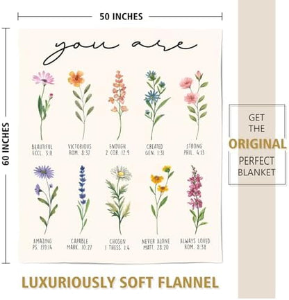 Christian Gifts for Women Birthday, Christian Blanket with Flowers