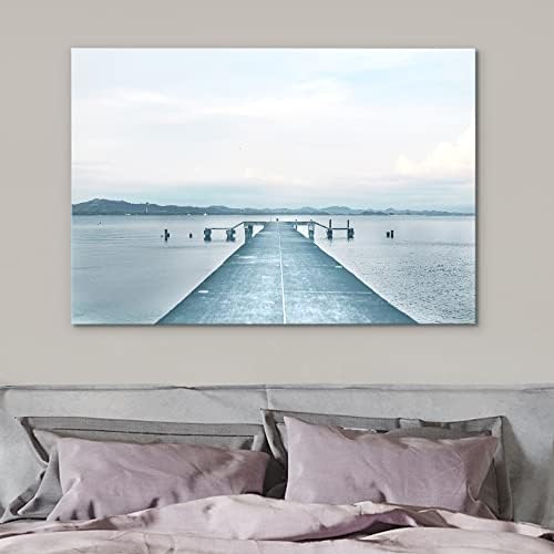 NWT Canvas Print Wall Art Concrete Pier Extends into Sea Nature Ocean
