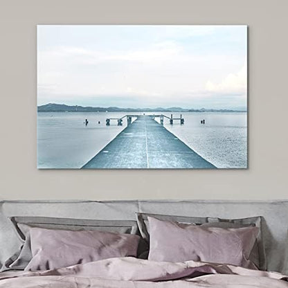 NWT Canvas Print Wall Art Concrete Pier Extends into Sea Nature Ocean