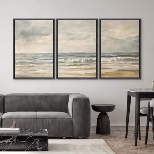 SIGNWIN Framed Canvas Print Wall Art Set Coastal Serenity Abstract