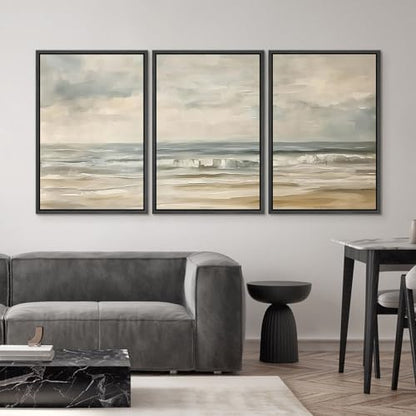 SIGNWIN Framed Canvas Print Wall Art Set Coastal Serenity Abstract
