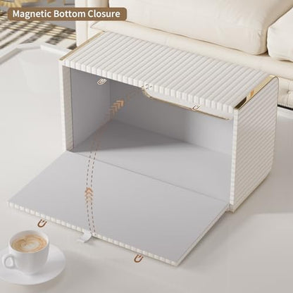 Tissue Box Cover,White Rectangle Leather Tissue Box Holder with
