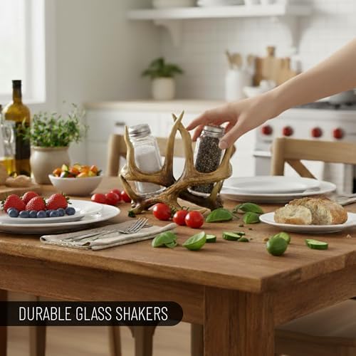 Glass Salt and Pepper Shakers - Deer Antler Salt and Pepper with
