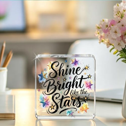 Inspirational Quotes Desk Decor, Cute Star Acrylic Sign, Positive