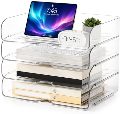 4-Tier Paper Organizer Desk Organizer Acrylic Paper Tray