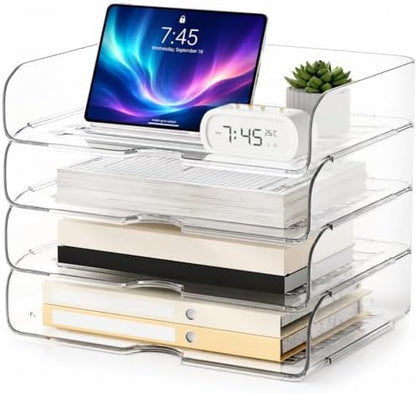 4-Tier Paper Organizer Desk Organizer Acrylic Paper Tray