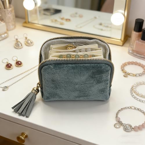 Small Travel Jewelry Case - Jewelry Travel Organizer Bag with Tassel