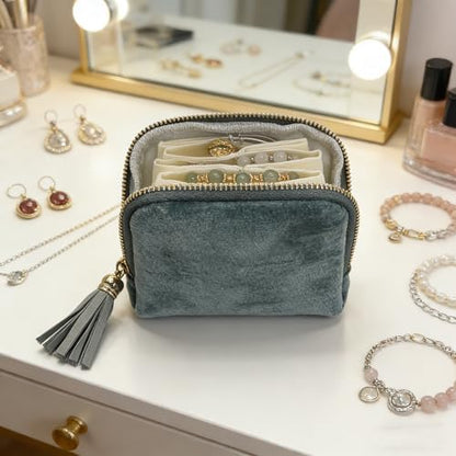 Small Travel Jewelry Case - Jewelry Travel Organizer Bag with Tassel