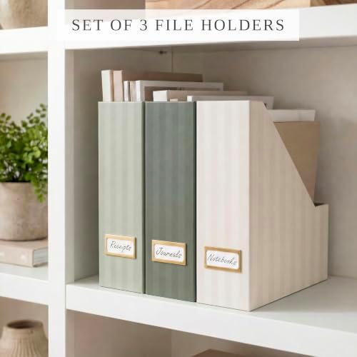 Beautiful Magazine Holder Set of 3 - Sturdy File Holder for Desk or