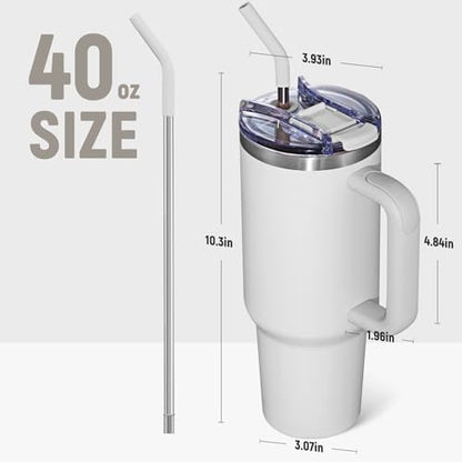 COKTIK 40 oz Tumbler With Handle and Straw, Insulated Tumbler With