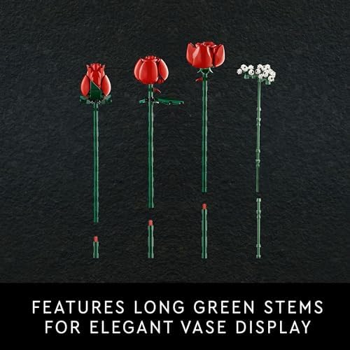 LEGO Botanicals Bouquet of Roses Artificial Flowers - Fake Red Roses