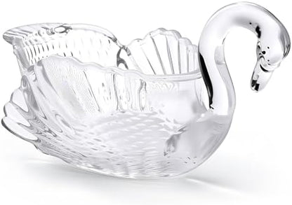 Patelai 9.8'' x 5'' Crystal Swan Bowl Decorative Glass Centerpiece