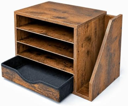 Wooden Desk Organizer with Drawers, Office Paper Mail and Organizer