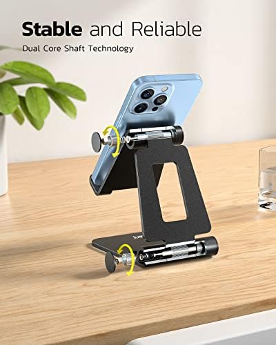 Nulaxy 2 Pack Aluminum Dual Folding Cell Phone Stanr for Desk, Black &