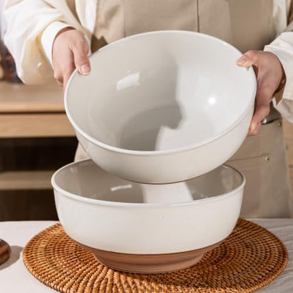 AmorArc 9.8’’ Ceramic Serving Bowls, 3.1 Qt Extra Large Salad Bowls
