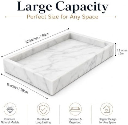 Real Natural Marble & Travertine Vanity Tray, Marble Serving Tray