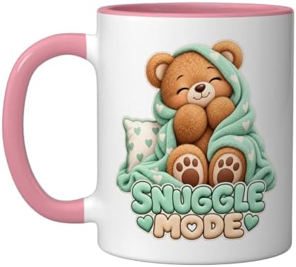 Teddy Bear Wrapped in a Mint Blanket with Snuggle Mode Ceramic Mug
