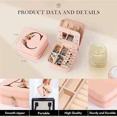 Parima Pink Modern Jewelry Case - Travel Jewelry Box with Mirror, 4