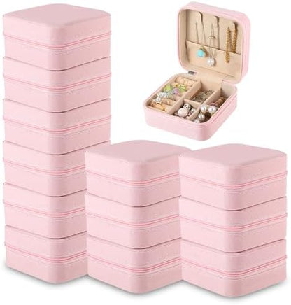 SHENLIU 12 Pcs Mini Pink Travel Jewelry Case Bridesmaid Proposal Gift