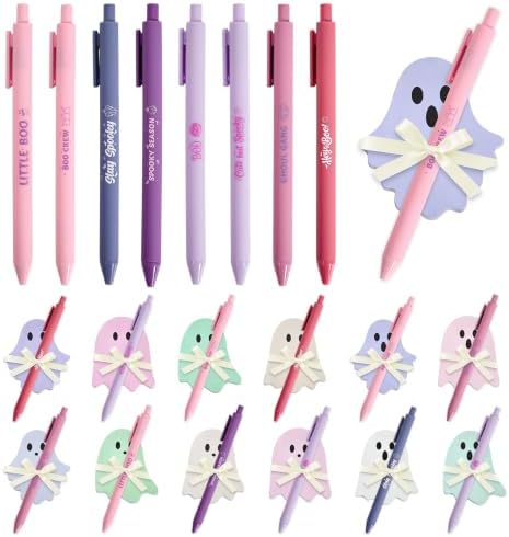 24 Set Pastel Halloween Ghost Sticky Notes and Pens Party Favor Bulk