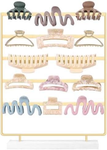 SNOWSTAR Hair Claw Clip Holder Organizer - 5 Tier Iron Rod Hair Clip