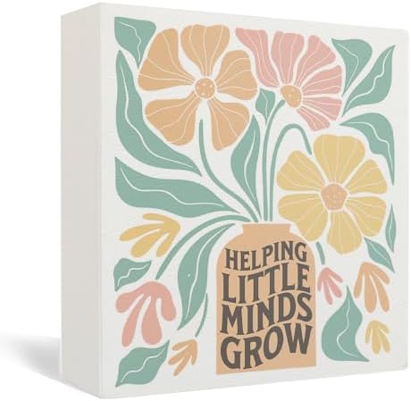 Boho Floral Teacher Wooden Box Sign Decor,Teacher Appreciation Gifts