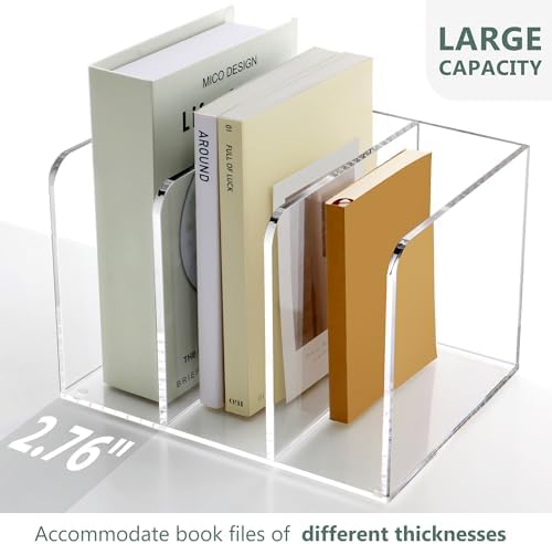 SANRUI Acrylic Magazine Holder Desk Organizer Workspace Sorter Clear 3