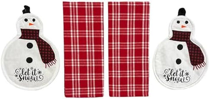 Christmas Holiday Kitchen Pot Holder Oven Mitt & Towels, 4 PCs, 100%