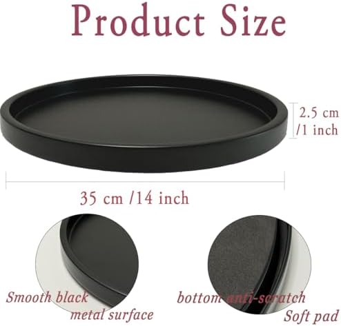 Round Metal Candle Plate, Black Candlestick Tray, Modern Candle