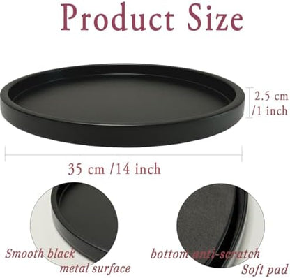 Round Metal Candle Plate, Black Candlestick Tray, Modern Candle