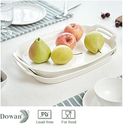 DOWAN Serving Tray with Handles, 15.4" Large Platters for Wedding