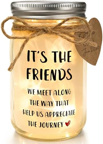 Friendship Gifts for Women - Thank You Mason Jar Night Light for