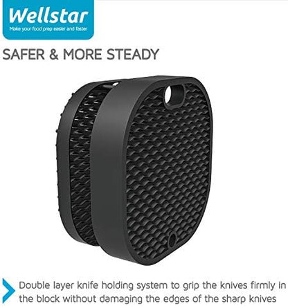 Universal Knife Block for Kitchen, WELLSTAR Knife Holder without