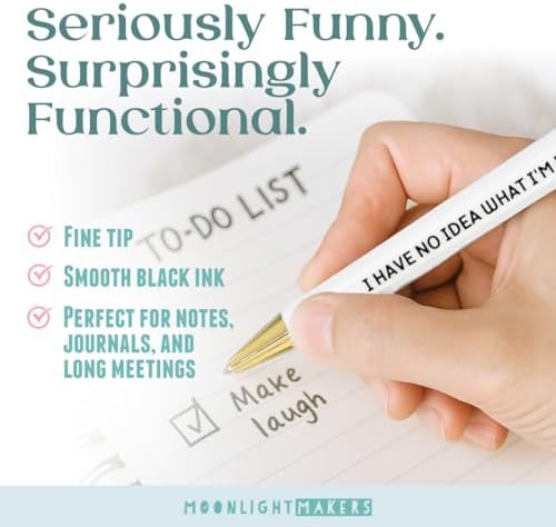 Moonlight Makers Ballpoint Pens Black Ink, Set of 5, Adulting in