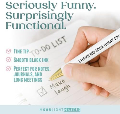 Moonlight Makers Ballpoint Pens Black Ink, Set of 5, Adulting in