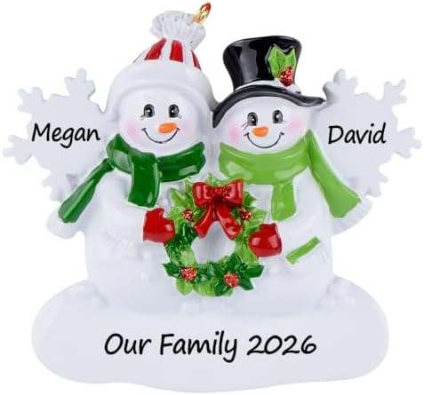 2026 Personalized Snowman Couple Christmas Tree Ornament with Two