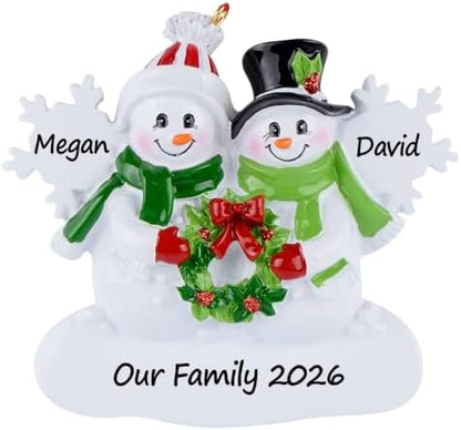 2026 Personalized Snowman Couple Christmas Tree Ornament with Two