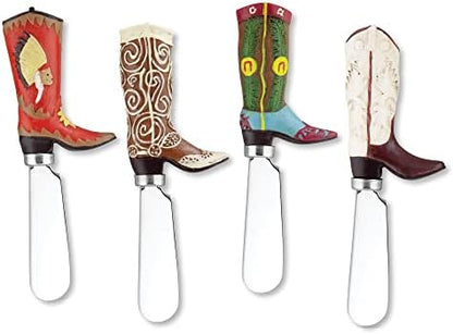 Supreme Housewares Western Cowboy Boot Cheese Spreaders, Hand-Painted