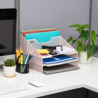 Mind Reader Metal Mesh Desktop File Organizer, 3-Tier Paper Tray with