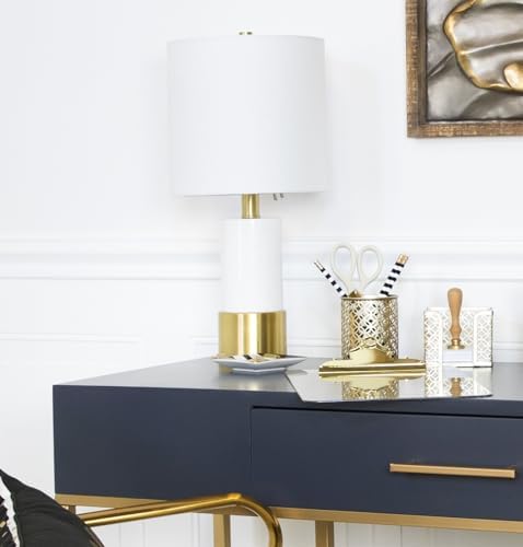 BLU MONACO Gold Pen Holder for Desk - Gold Pen & Pencil Cup - Brush