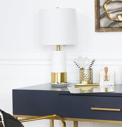 BLU MONACO Gold Pen Holder for Desk - Gold Pen & Pencil Cup - Brush