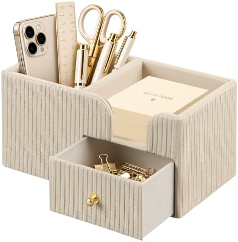 Desk Organizer with Drawer,Pencil Pen Holder for Desk,Sticky Note