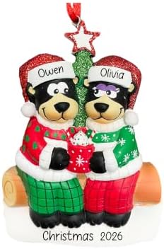 Personalized Black Bear Couple Christmas Ornament 2026 - Our First