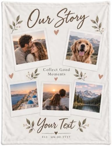 Custom Photo Blanket for Couples Family Pet, Anniversary Birthday Gift